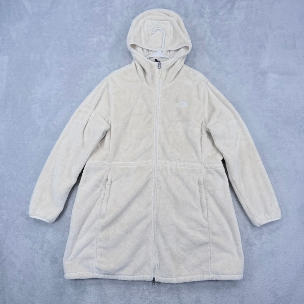 The North Face Osito Parka Women XXL Cream Fleece Hooded Jacket Full Zip Coat